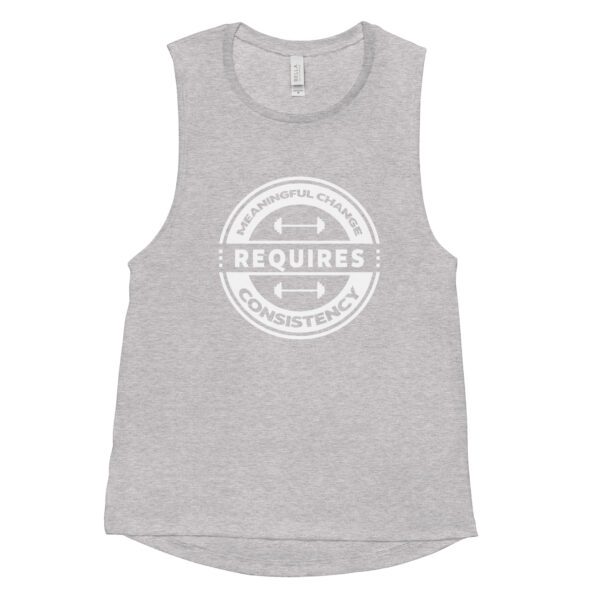 Women's Tank Top that says Meaningful Change Requires Consistency